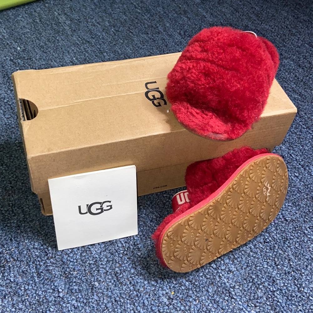 Ruby Red UGG faux fur toddler slippers